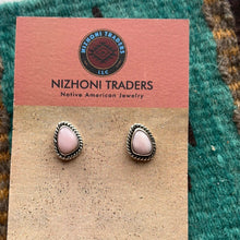 Load image into Gallery viewer, Handmade Sterling Silver Pink Opal Stud Earrings Signed Nizhoni
