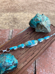 Navajo Sonoran Mountain, Sonoran Gold & Kingman Turquoise Link Bracelet