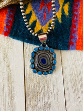 Load image into Gallery viewer, Handmade Sterling Silver, Fordite &amp; Blue Calcedony Cluster Pendant