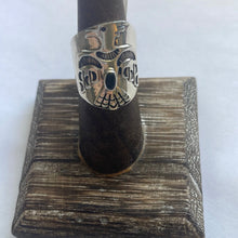 Load image into Gallery viewer, Navajo Thunderbird Sterling Silver &amp; Black Onyx Ring Size 7.5