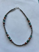 Load image into Gallery viewer, Navajo Sterling Silver &amp; Multi Stone Beaded Necklace 16”
