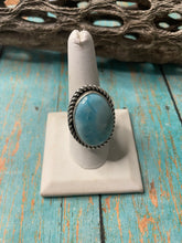 Load image into Gallery viewer, Old Pawn Navajo Sterling Silver &amp; Light Blue Larimer Ring Size 9