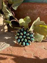 Load image into Gallery viewer, Handmade Round Royston Turquoise And Sterling Silver Adjustable Ring
