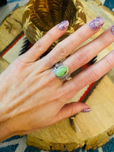 Load image into Gallery viewer, Navajo Sonoran Gold Turquoise &amp; Sterling Silver Ring Size 7