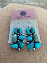 Load image into Gallery viewer, Navajo Rectangular Multi Stone Turquoise Dangles