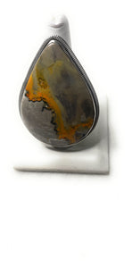 Navajo Bumble Bee Jasper And Sterling Silver Adjustable Ring Signed