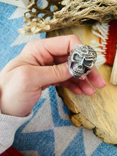 Load image into Gallery viewer, Handmade Sterling Silver Skull Ring Size 10.25