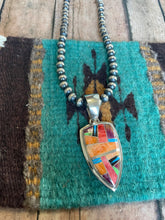 Load image into Gallery viewer, Navajo Multi Stone Inlay &amp; Sterling Silver Pendant