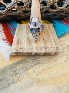 Handmade Sterling Silver Skull Ring Size 11.25