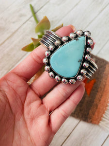 Navajo Turquoise & Sterling Silver Cuff Bracelet By Chimney Butte