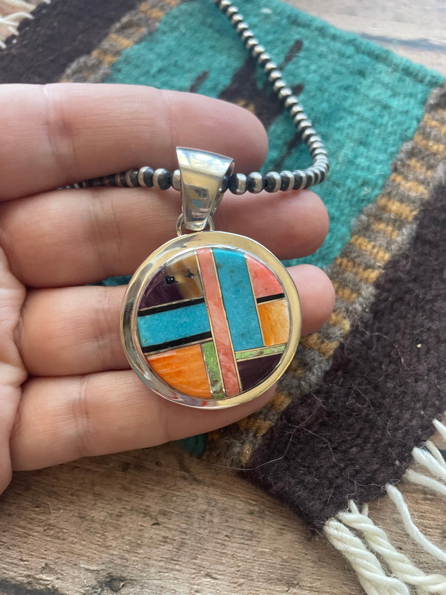 Buying Mutlistone Inlay Sterling Silver Pendant