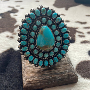 Navajo Sterling Silver & Turquoise Ring Size 8 Signed