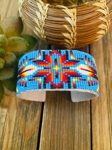 Navajo Made Beaded Leather Bracelet