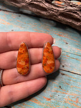 Load image into Gallery viewer, Navajo Apple Coral And Sterling Silver Earrings