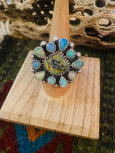 Load image into Gallery viewer, Handmade Sterling Silver &amp; Opal Cluster Adjustable Ring