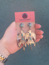 Load image into Gallery viewer, Navajo Sterling Silver &amp; Turquoise Thunderbird Dangle Earrings