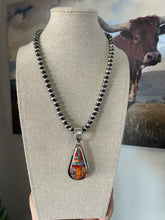 Load image into Gallery viewer, Navajo Multi Stone Inlay &amp; Sterling Silver Pendant Signed