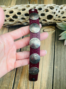 Navajo Buffalo Nickel and Brown Leather Bracelet