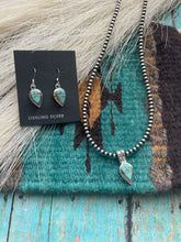Load image into Gallery viewer, Navajo Number 8 Turquoise And Sterling Silver Inlay Dangle Earrings Pendant Set