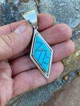 Load image into Gallery viewer, Turquoise &amp; Sterling Silver Pointed Diamond Pendant