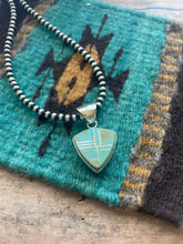 Load image into Gallery viewer, Number 8 Turquoise Inlay &amp; Sterling Silver Pendant
