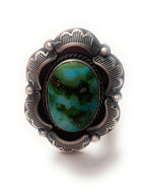Load image into Gallery viewer, Navajo Sonoran Gold Turquoise &amp; Sterling Silver Ring Size 8
