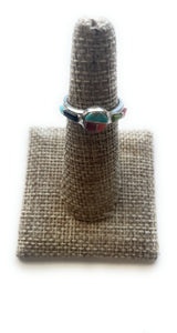 Navajo Sterling Silver & Multi Stone Inlay Ring Size 5.5