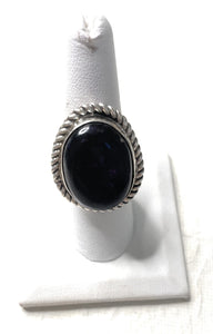 Old Pawn Navajo Sterling Silver & Charorite Ring Size 7.5