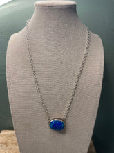 Load image into Gallery viewer, Navajo Sterling Silver &amp; Blue Opal Necklace Signed