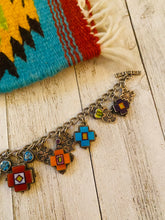 Load image into Gallery viewer, Navajo Multi Stone &amp; Sterling Silver Inlay Link Bracelet