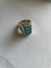 Load image into Gallery viewer, Navajo Sterling Silver &amp; Turquoise Inlay Ring