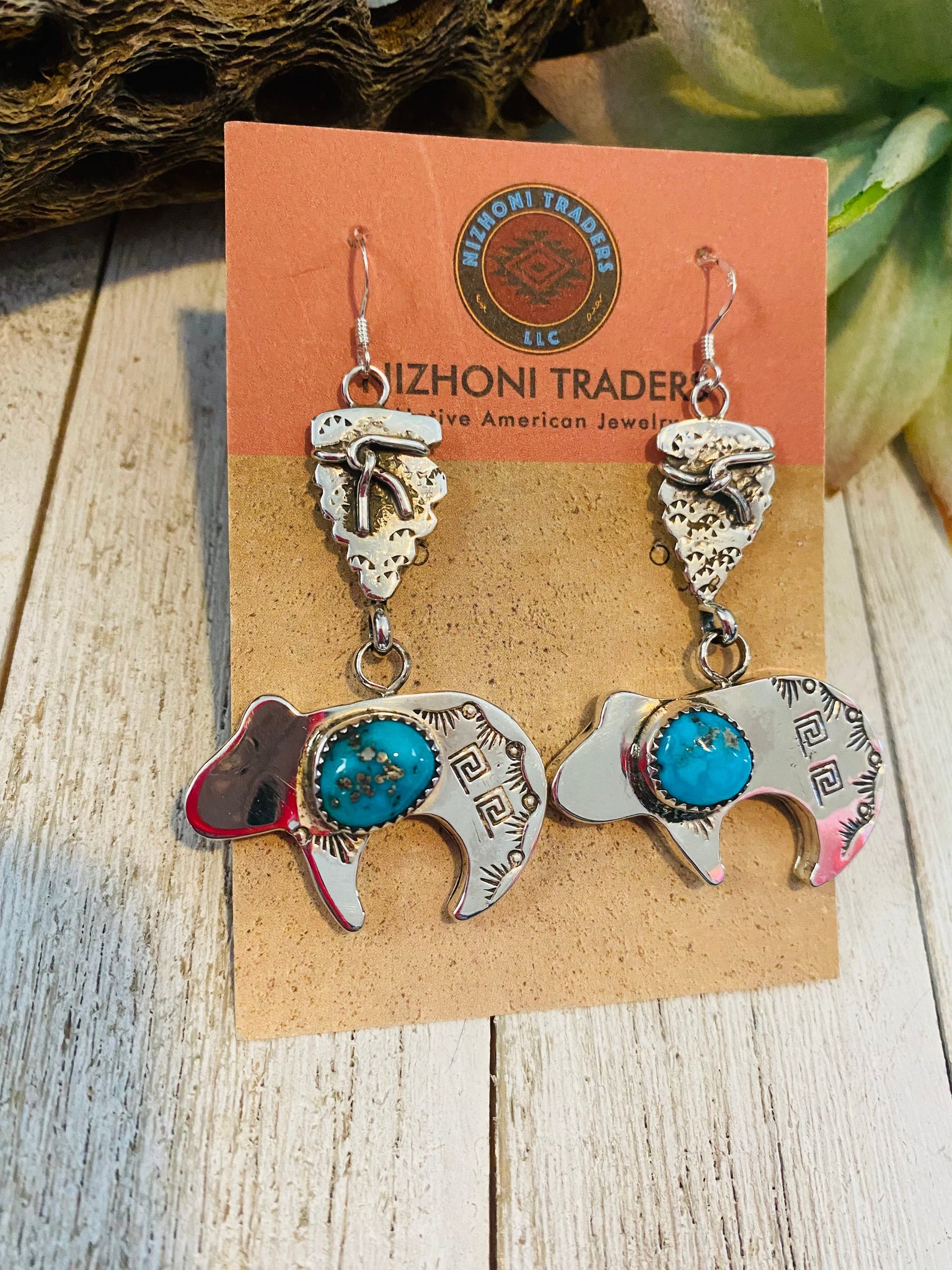 Native American Sterling Silver Fetish Bear outlet Dangle Earrings For Women