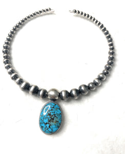 Navajo Turquoise And Sterling Silver Pearl Beaded Choker Necklace