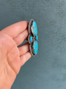 Navajo Sterling Silver And Turquoise Statement Adjustable Ring Signed