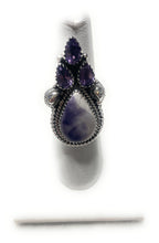 Load image into Gallery viewer, Handmade Morado Opal &amp; Amethyst Adjustable Ring