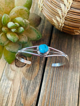 Load image into Gallery viewer, Navajo Sterling Silver &amp; Kingman Turquoise Cuff Bracelet