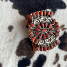 Load image into Gallery viewer, Navajo  Coral &amp; Sterling Silver Ring Size 8 Signed