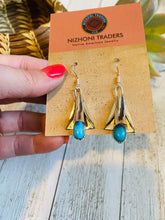 Load image into Gallery viewer, Navajo Turquoise &amp; Sterling Silver Blossom Dangle Earrings