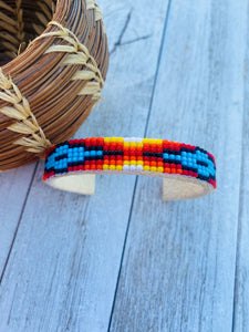 Navajo Made Beaded Leather Bracelet