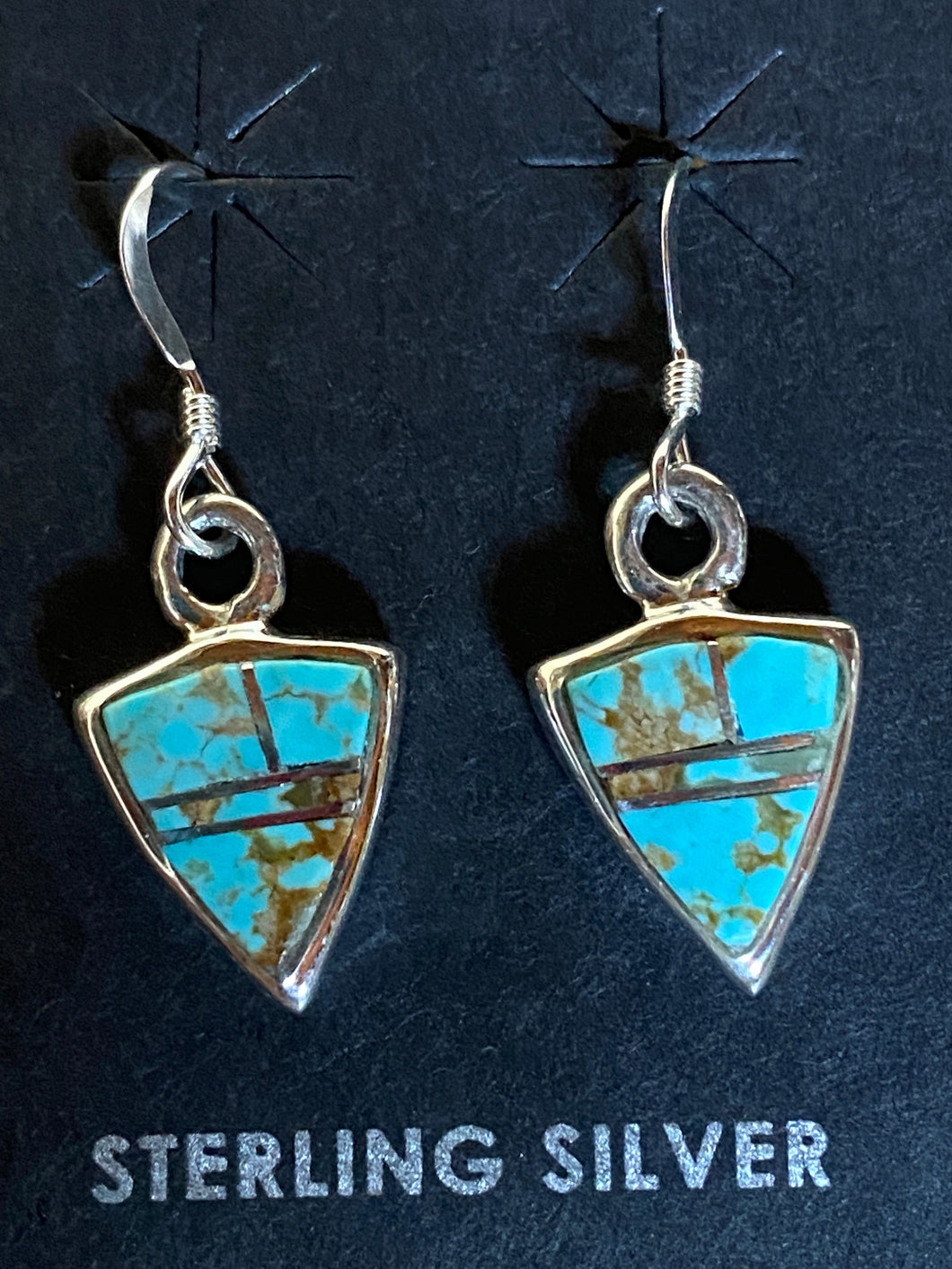 Turquoise 8 & Sterling Silver Petite Triangle Dangle Earrings
