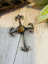 Load image into Gallery viewer, Navajo Sterling Silver &amp; Royston Turquoise Cross Pendant By Martha Cayatineto