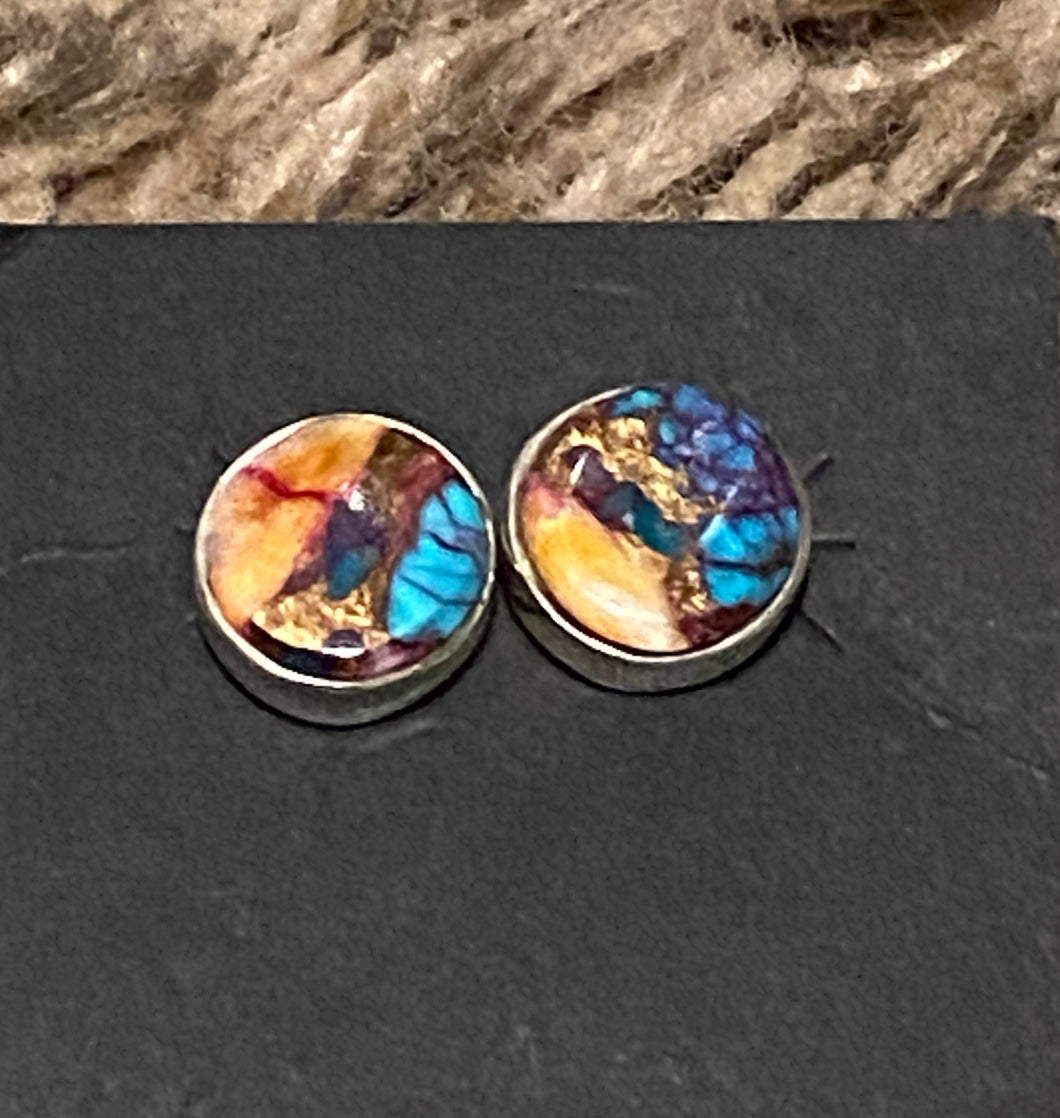 Navajo Pink Dream Mojave & Sterling Silver Square Stud Earrings