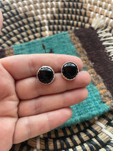 Load image into Gallery viewer, Navajo Black Onyx And Sterling Silver Stud Earrings