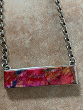 Load image into Gallery viewer, Navajo Sterling Silver &amp; Pink Dream Mohave Bar Necklace Signed