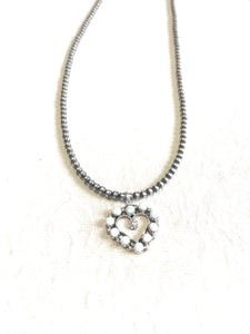 Zuni Sterling Silver & White Opal Heart Pendant