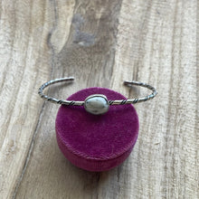 Load image into Gallery viewer, Navajo White Buffalo &amp; Sterling Silver Adjustable Cuff Bracelet