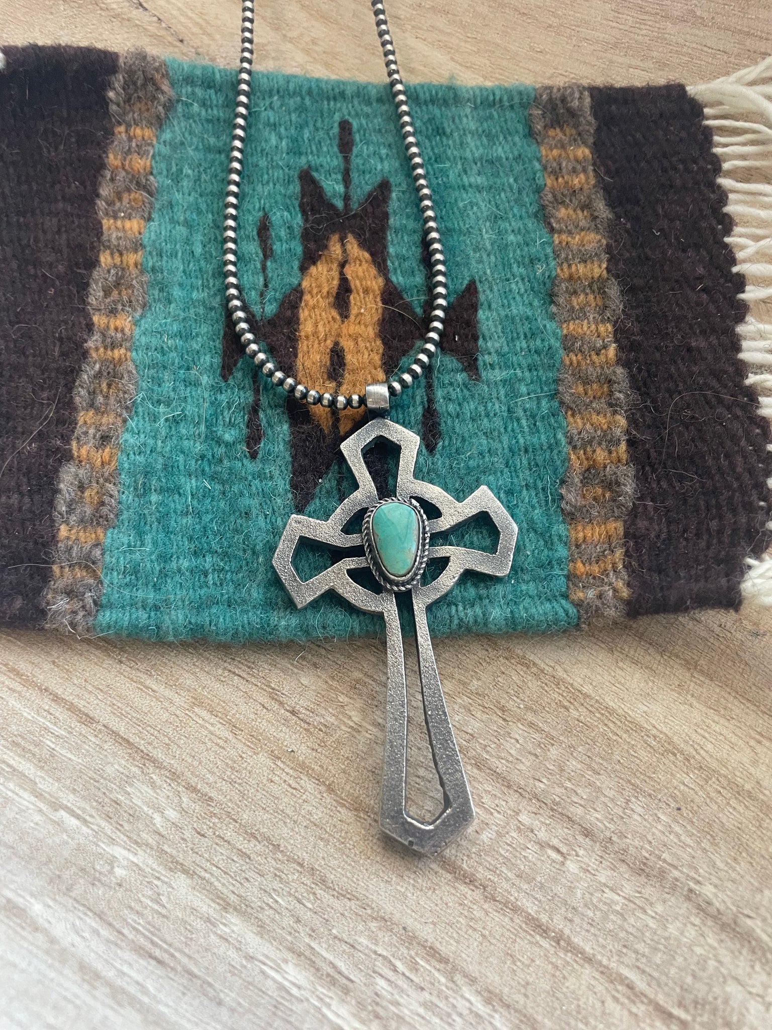 Sterling Silver Turquoise Cross Necklace