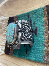 Load image into Gallery viewer, Navajo Sterling Silver &amp; Number 8 Turquoise Cuff Bracelet Signed