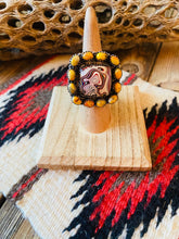 Load image into Gallery viewer, Handmade Sterling Silver, Fordite &amp; Orange Mohave Cluster Adjustable Ring