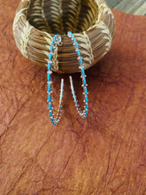 Load image into Gallery viewer, Zuni Turquoise &amp; Sterling Silver Needlepoint Hoop Earrings